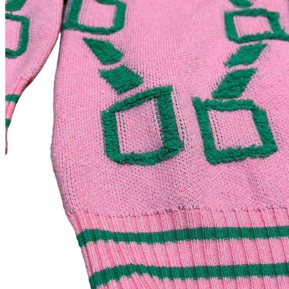 Pink and Green Link Button Cardigan Oversized Medium - Picture 4 of 4